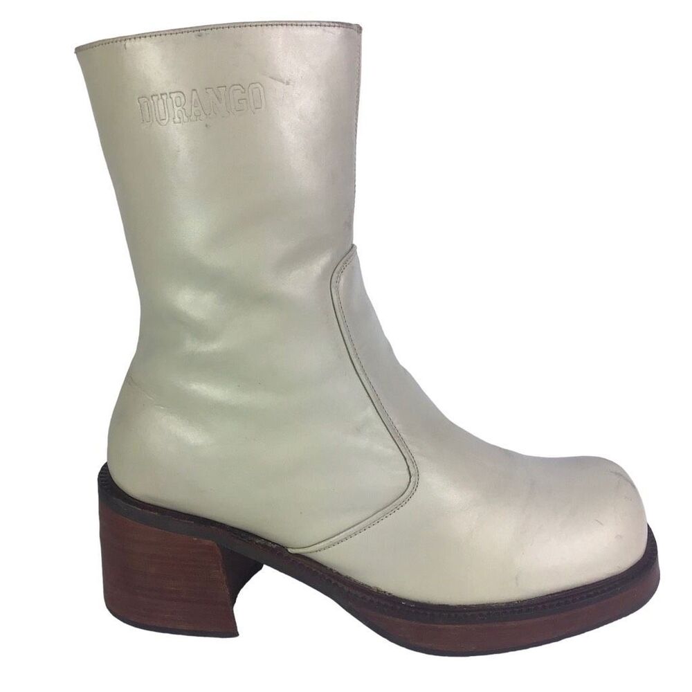 Durango Madden Style Vintage 90s Y2K Bratz Chunky White Cream Platform Boots 9 - Picture 1 of 11